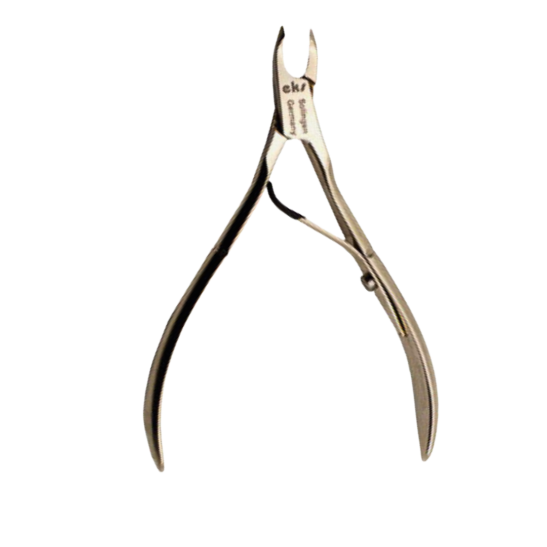A pair of stainless steel cuticle nipper clippers, shown against a plain white background.