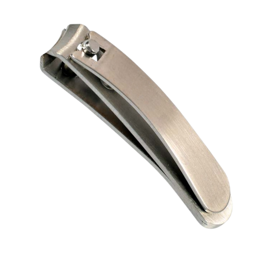 Toenail clippers with a c-curve blade on a white backgroung