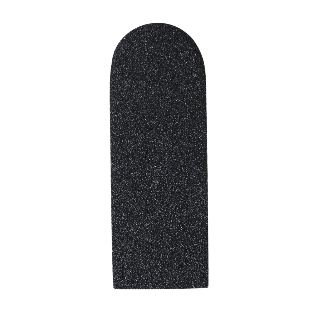 A black textured foam or felt cylindrical sleeve with a rounded top, shown vertically on a plain white background.