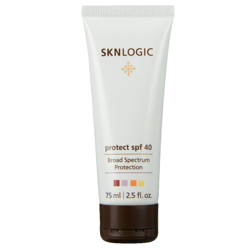 SKNprotect in 75ml tube is a broad spectrum SPF 40 sun protection cream that provides a certified high broad spectrum UVA/UVB protection and anti-ageing benefits
