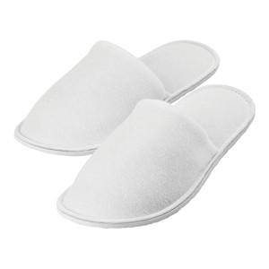 White Velour Slippers Closed Toe Pair